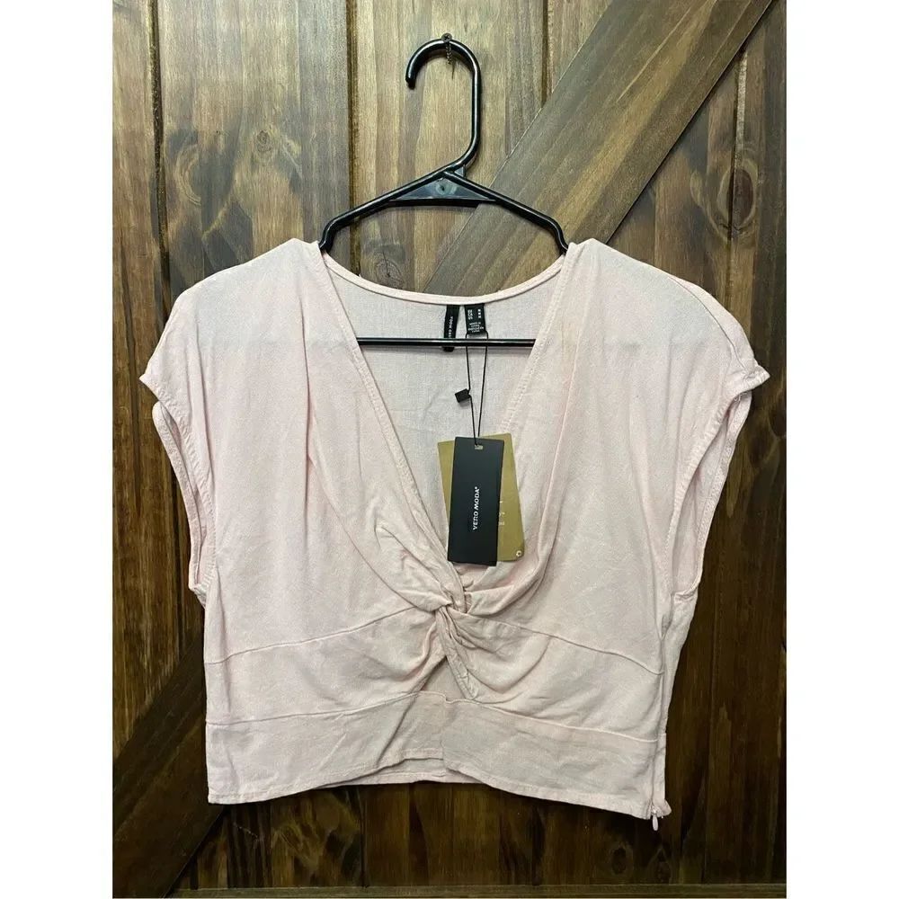Vero Moda Pink Crop Top Hidden Side Zip Women’s Size Medium